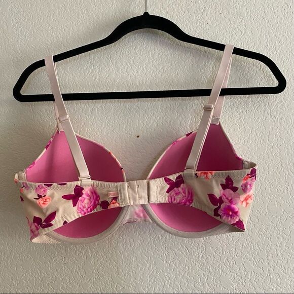 🍄 PINK Victoria’s Secret Tan and Pink Floral Bra - Picture 3 of 5